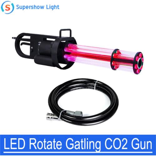 New Design Pistol Rotate LED CO2 Gun RGB Jet Cannon Six Eyes CO2 Cryo Machine Special Effect Jet Gatling Gun For DJ Disco