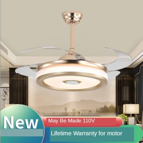 110V / 200V Ceiling Fans Light Invisible Modern Minimalist Living Room Fan Light Bedroom Bluetooth Ceiling Fans with Lights