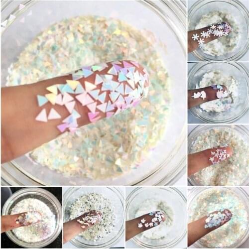 Transparent White Ultrathin Star Heart Snowflake Diamond Dot Shape Nails Glitter Sequins for Nail Diy Art Body Painting Decor 8g