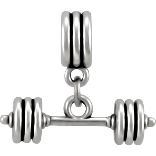 Silver Color Sport Dumbbell Charms Pendant Fit Original Pandora Charm Beads Bracelet DIY Fashion Jewelry SPP206
