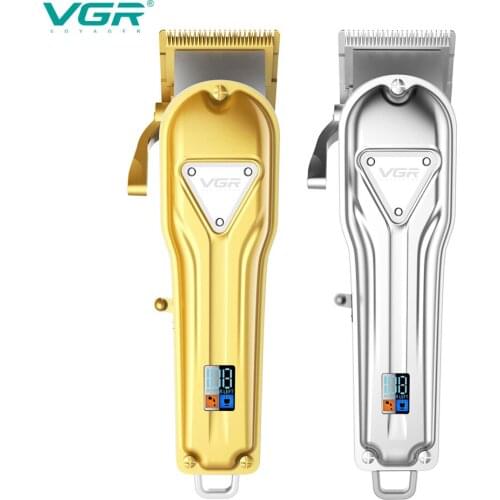 VGR All Metal Hair Clipper, Rechargeable Oil Head Electric Clipper, LCD Digital Display, Professional High Power V-140