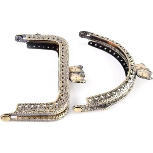 Vintage Style 8.5cm Bronze Embossing Cute Cat Head Metal Purse Frame Handle Kiss Clasp DIY Bag Clutch Accessory 2 Styles