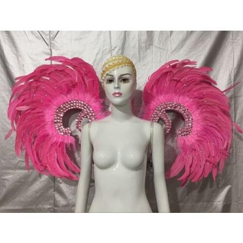 The shows victoria cabaret stage clothes skirt big angel feather wing headdress wings costume set for women