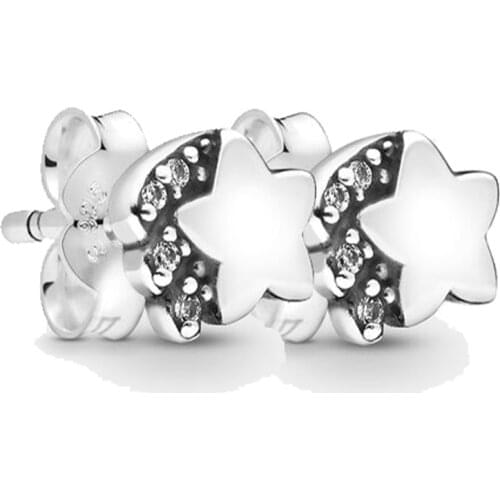 Original Sparkling My Shooting Star Stud Earrings With Crystal For Women 925 Sterling Silver Earring Gift DIY Europe Jewelry