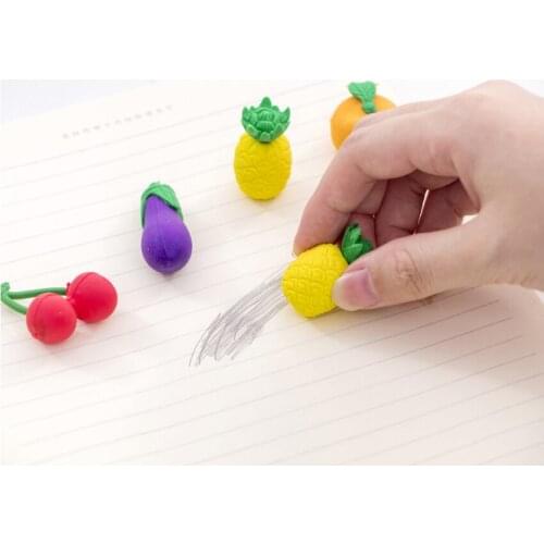 12packs/lot Cute fruit and vegetable eraser series Eraser funny student gift kidss Puzzle Toy office school Stationery supplies