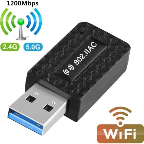 1200Mbps Wifi USB Adapter High Speed 5Ghz Wi fi Adapter AC Dual Band USB 3.0 Wi-fi Adapter Ethernet 2.4G/5G Wifi Antenna For PC