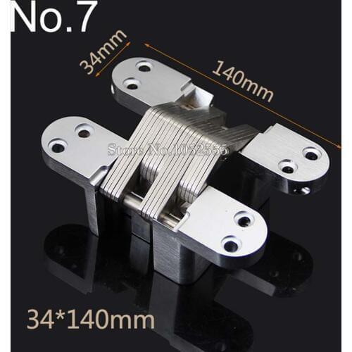 2PCS Invisible Concealed Cross Door Hinge 34x140mm Stainless Steel Hidden Hinge Bearing 60KG for Folding Door Background Wall