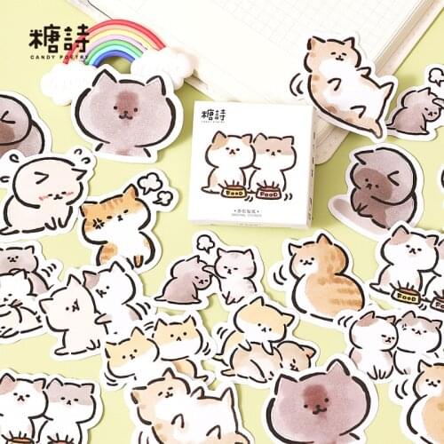45 pcs/pack Cute naughty cat Decorative Stationery Planner Kawaii Stickers Scrapbooking DIY Diary Album Stick Lable
