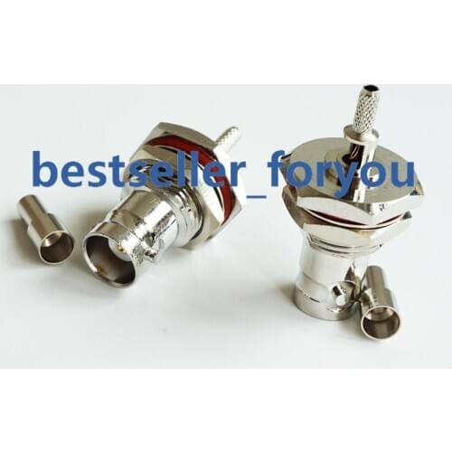 5Pcs BNC Q9 Crimp Female Jack Bulkhead O-Ring Coax Connector For RG179 RG174 RG316