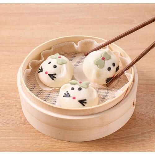 5pcs Round Bamboo Steamer Paper Steaming Papers Household Cotton Steamer Cloth Non-stick Cage Drawer Steamer Pad