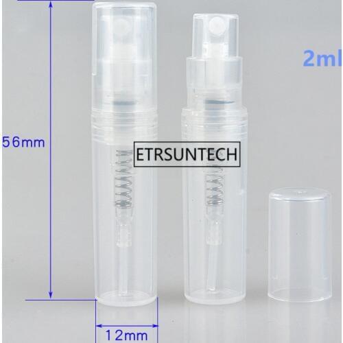 500pcs Empty 2ml 3ml 5ml mini plastic spray perfume bottle, small promotion sample perfume atomizer F3594