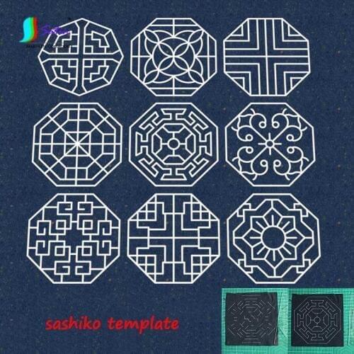 9pcs Home Diy Handmade Tool Accessory Japan Sashiko Template,Hexagon Acrylic Tool Transparent Embroidery Template S0383L