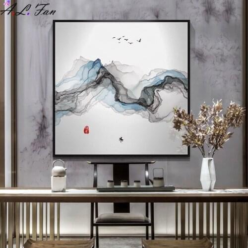 New Chinese style abstract landscape zen decoration painting modern living room sofa background wall painting hotel painting