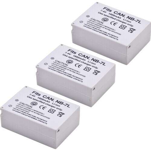 3× 1800mAh NB-7L NB7L NB 7L Battery Akku for Canon PowerShot G10 G11 G12 SX30IS Cameras