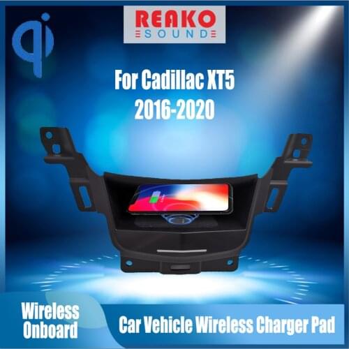 REAKOSOUND For Cadillac XT5 2016-2020 XT6 2020 15W Qi Fast Charging Car Wireless Charger Android Phone Iphone Holder Plate