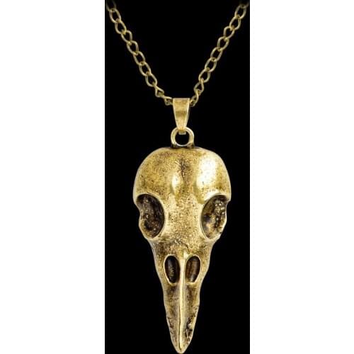 Free shipping 12pcs / lot fashion jewelry vintage metal bird skull pendant Necklace women