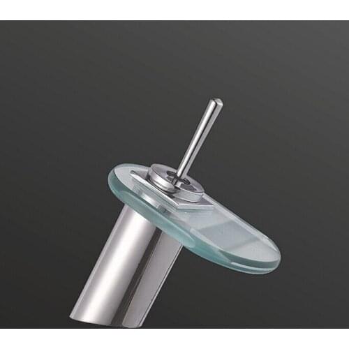 Free shipping deck mounted bathroom waterfall faucet with single handle glass bathroom basin sink faucet of hot cold water tap