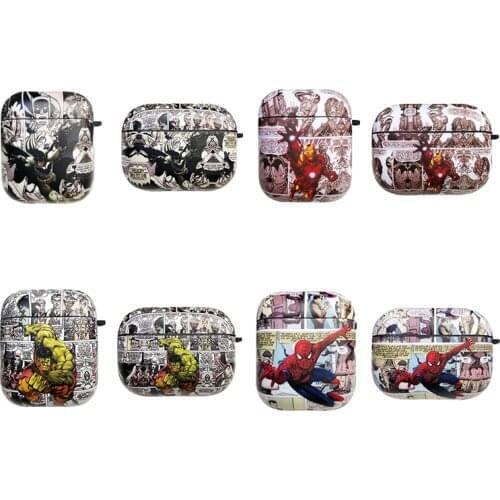 Marvel Cartoon Style Iron Man Spiderman Cases for Airpods Pro 1/2 Protective Bluetooth Wireless Earphone Cover Charging Box Bags