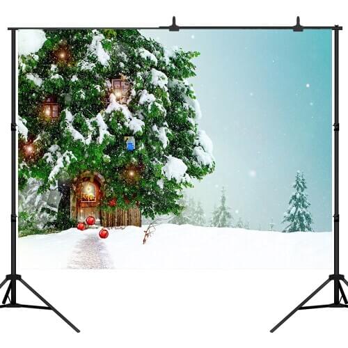 Lyavshi Photography Background Snow Fairy Tale World Pine Trees Houselet Winter Christmas New Year Children Party Studio Prop