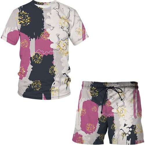 Abstract graffiti art Summer 3D Printed Mens T-shirt Shorts Set Mens Sportswear Tracksuit O Neck Short Sleeve Mens Clothing