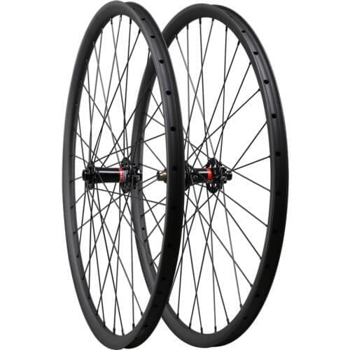 ICAN 29er 27C carbon mtb tubeless wheelset UD matt finish assemble with Novat black hub and pilla spoke 32 hole thru axle type