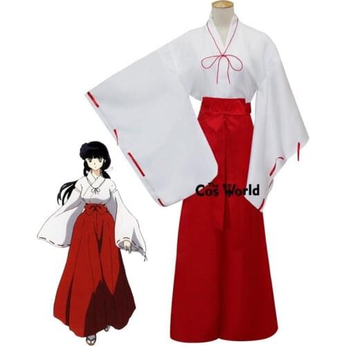 Inuyasha Kikyo Mikofuku Kimono Yukata Dress Outfit Anime Cosplay Costumes