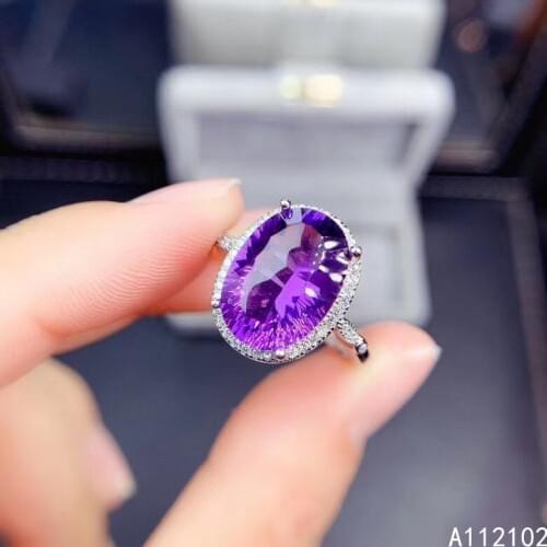 KJJEAXCMY fine jewelry S925 sterling silver inlaid Amethyst new girl exquisite ring support test Chinese style hot selling
