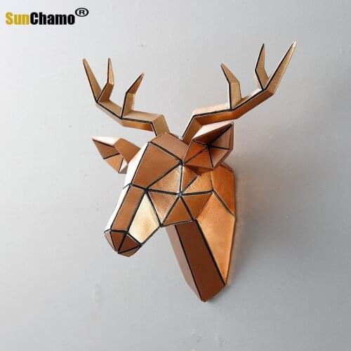 American Creative Simulation Deer Head Wall-mounted Living Room Animal Head Decoration Pendant Retro Wall Decoration Resin Deer