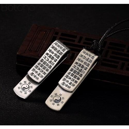 999 Sterling silver colour Buddhist Heart Sutra Pendant Heart Of Prajna Paramita Sutra Pendant Good Luck Amulet free delivery