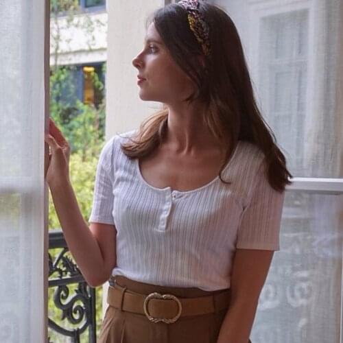 Женские однотонные футболки La melancolie China At AliExpress