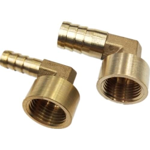 Brass Hose Pipe Fitting Elbow 8mm 10mm 12mm 14mm 16mm Barb Tail 1/4" 3/8" 1/2" BSP Female Thread Copper Connector Joint Coupler