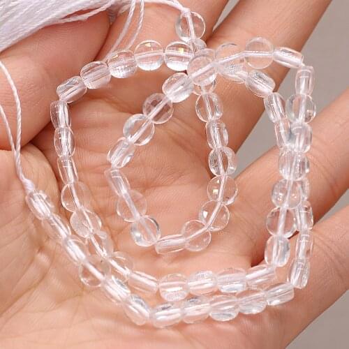 Small Beaded Natural Semi-Precious Stones Oblate Faceted White Crystal Beads for Jewelry Making Bracelets Unisex Gift 6mm