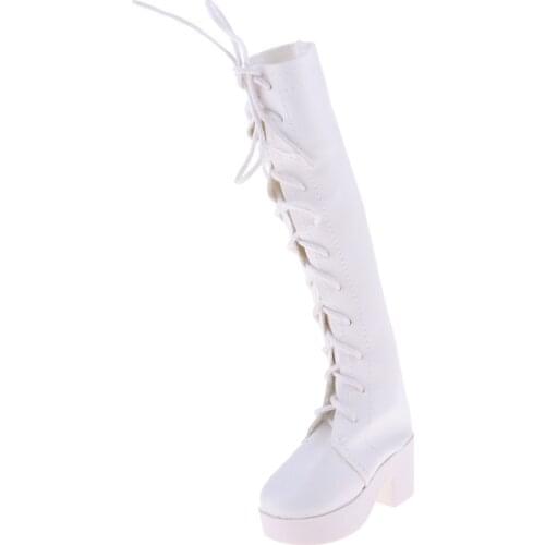 Fashion Lace Up High Heel Boots White For 1/3 Doll Clothes Accs
