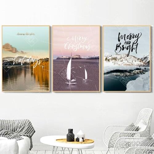 Modular Prints Picture Beach Seaview Nordic Home Decoration Canvas Painting Sailboat Landscape Wall Art Posters for Living Room