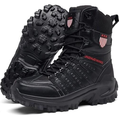 Mens Leather Boots 2021 New Mountain Hiking Adventure Non-slip Wear-resistant Fashion Waterproof Motorcycle Boots For Men