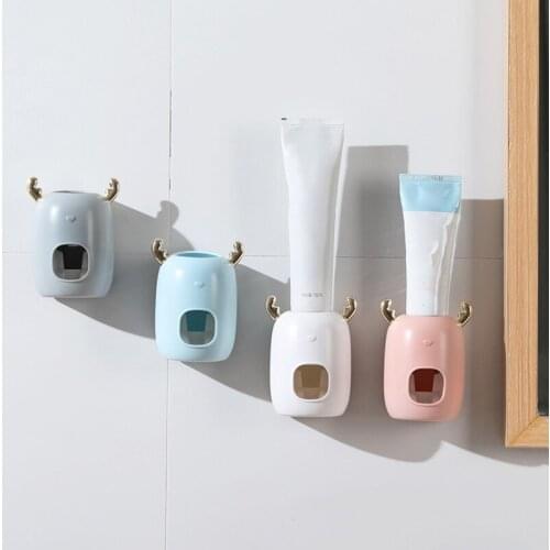 Wall Mounted Toothpaste Squeezer Punch-free Automatic Toothbrush Holder Waterproof Durable Toothpaste Dispenser Bathroom Decor