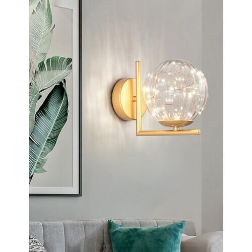 New Creative Romantic Star Shape Led Wall Lamp Black Gold Decorative Bedside Stairs Modern Minimalist Glass Sconce Wall Lights