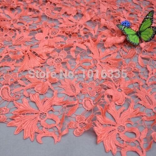 New Coral high quality african cord lace Bell floral african guipure lace dress for wedding