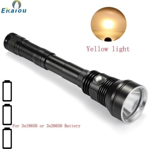 New High power XHP70.2 High lumen 30W Led Diving Flashlight Professional Underwater 100M Yellow Light Dive torch Lantern