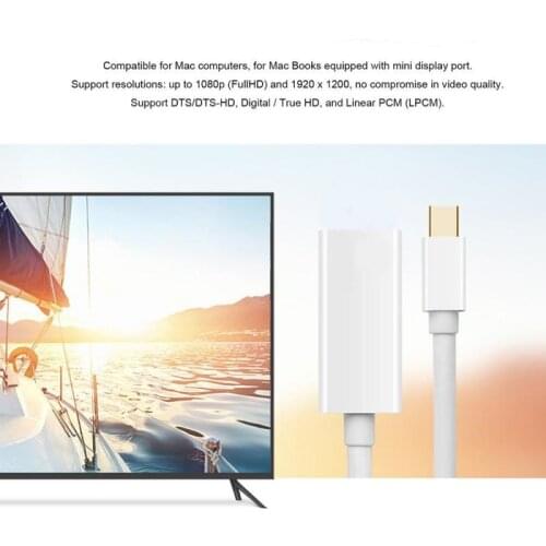 New Mini DP To HDMI-compatible Cable Portable Audio Multimedia Mini Display-Port To HDMI-compatible White Adapter