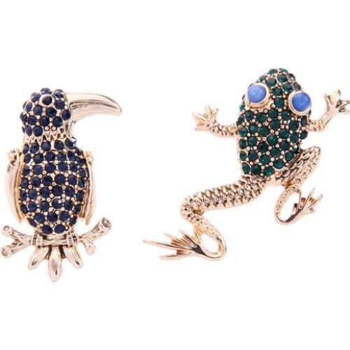 Bulk Price Green&Blue Crystal Bird Lizard Brooches For Women 2018 Vintage Clothes Pins Online Shopping Indian Jewelry