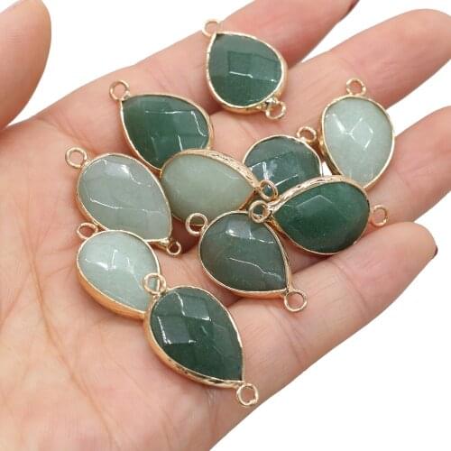 Natural Stone Green Agated Necklace Pendants Charms Green Crystal for Jewelry Making Women Necklace Bracelet