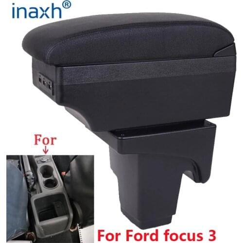 For Ford focus 3 Armrest Interior Parts special Retrofit parts For Ford Focus III Car Armrest Center Storage box with USB LED