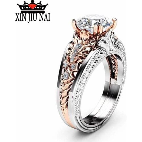 Deluxe Blue/Orange/White CZ High Quality AAA Zircon Lady Ring Royal Engagement Wedding Ring Party Jewelry Birthday Gift