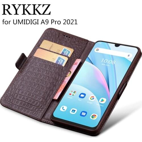 For UMIDIGI A9 Pro 2021 Luxury Wallet Genuine Leather Case Stand Flip Card Hold Phone Book Protective Cover Bags