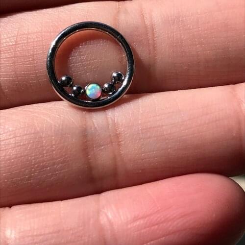100Pcs Customized 16G Opal Nose Ring Segment Septum Clicker Daith tragus Catrilage Conch Helix Earring Piercing Make Time 40days