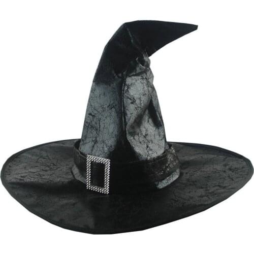 Black Witch Hats Women Large Ruched Hat Masquerade Wizard Hat Party Hats Cosplay Halloween Party Fancy Dress Decor Drama Top Hat