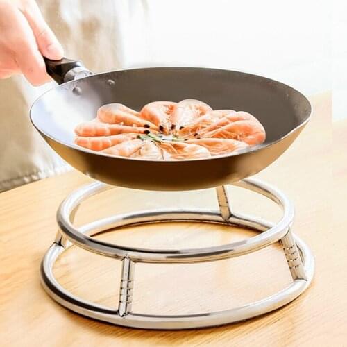 Wonderlife Pot Rack Bold Line Stainless Steel Pot Holder Tube Circle Anti-hot Wok Shelf