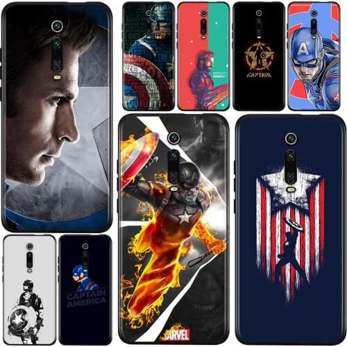 Marvel Captain America Superhero For Xiaomi Redmi 9i 9T 9A 9C 9 8A 8 GO 7 7A S2 Y2 6 6A 5 5A 4X Prime Pro Plus Black Phone Case