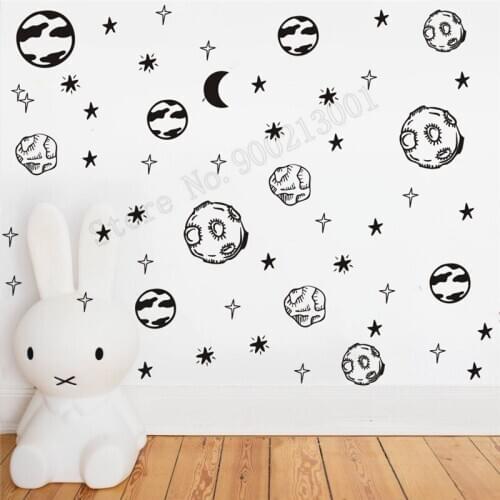 Room Decoration Outline Star Wall Sticker System Astronomy Outer Space Galaxy Stars Poster Kids Bedroom Mural Ornament LY532